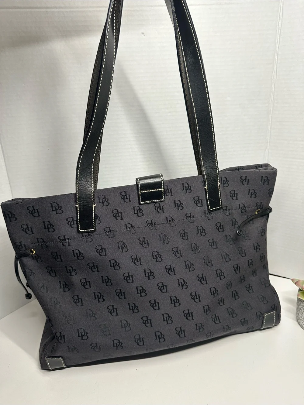 Dooney & Bourke Black DB Monogram Shoulder Tote